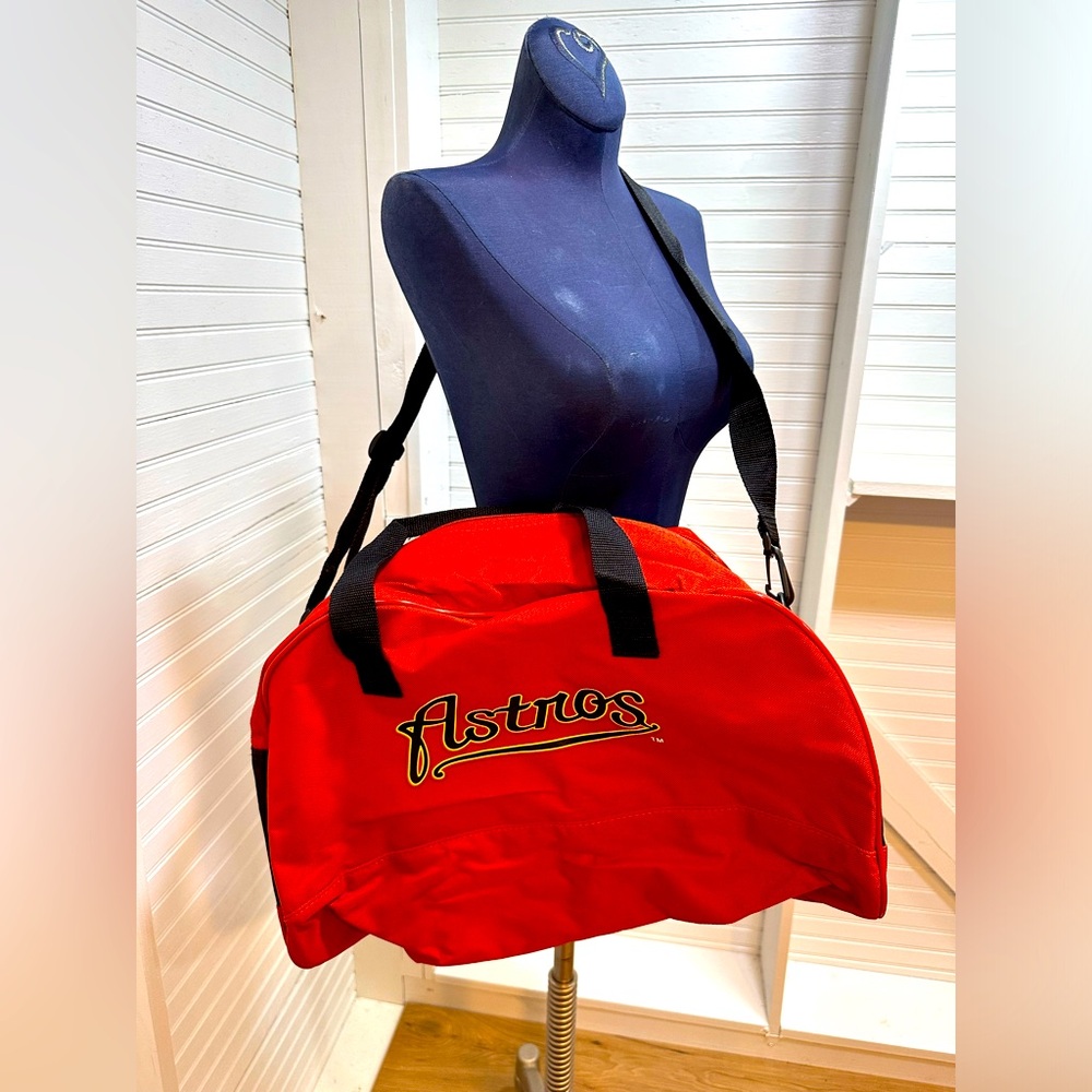 MLB Astros Red Duffel Bag with Black Straps